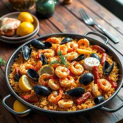 Paella Spanish Dish Recipe - Catalan-Style Mar i Muntanya